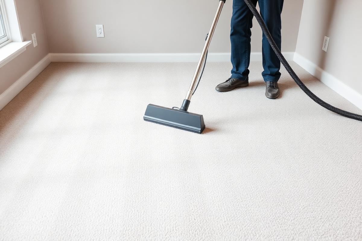 Carpet being steam cleaned in an empty Logan rental bedroom